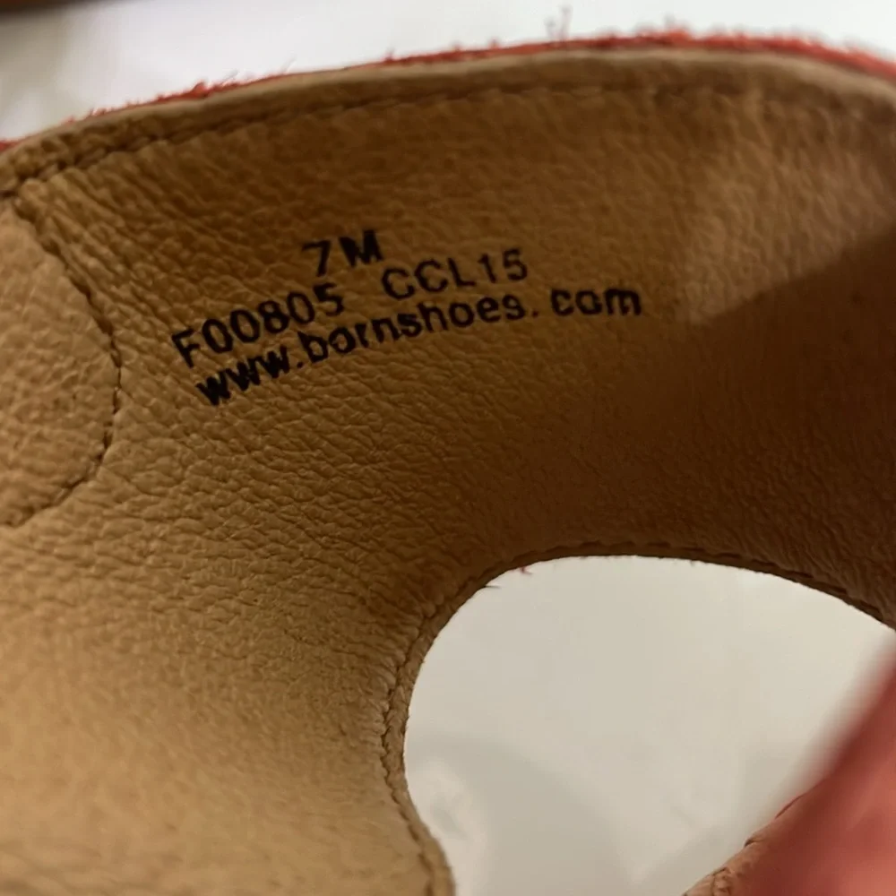 Born‎ Amabel Salmon Pink Leather Wedge Sandals Heel Summer Womens Size 7